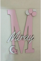 İsme Özel Harf Ve İsimli Ahşap Bebek Ve Çocuk Oda Kapı Süsü thumbnail 1
