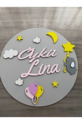 Özel Konsept Tasarım Isimli Bebek Çocuk Kapı Süsü thumbnail 3