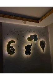 Çocuk Odası Dekoratif Ahşap Gece Lambası Ledli Aydınlatma - 1