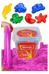 Mor Kinetik Kum 500 gr ve Oyun Kalıbı 6 lı 1 Paket Kurumaz Kinetik Oyun Kumu Doğal Kinetik Kum - 1