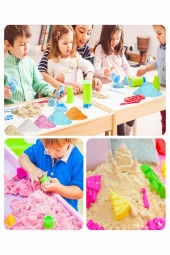 Mor Kinetik Kum 500 gr ve Oyun Kalıbı 6 lı 1 Paket Kurumaz Kinetik Oyun Kumu Doğal Kinetik Kum - 3