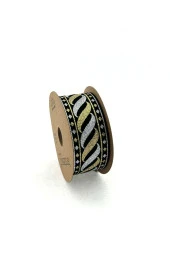 ALTIN/GÜMÜŞ SİMLİ JAKARLI DOKUMA BORDÜR KURDELE (4cm GENİŞLİK - 10mt UZUNLUK) - 2