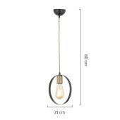 Apliqa 3358-01-BL-FR Halka Tekli Siyah Eskitme Boyalı Modern Sarkıt Avize - 3