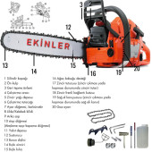 Benzinli Ağaç Motor Testere (Turuncu) EEA241 (B) - 3