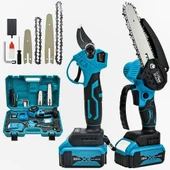 Akülü Makaslı Dal Budama ve Dal Budama Testere 2Li Set 58V 5Ah Çift Akülü Çelik Şanzımanlı EEA101 (B) - 1