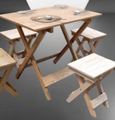 Piknik Seti Katlanabilir HAM 90391Çam Ağac AZ Yer İşgal Eder Çok İş Yapar El Yapım - 3