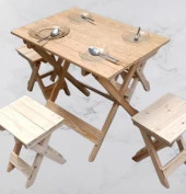 Piknik Seti Katlanabilir HAM 90391Çam Ağac AZ Yer İşgal Eder Çok İş Yapar El Yapım - 1