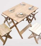 Piknik Seti Katlanabilir HAM 90391Çam Ağac AZ Yer İşgal Eder Çok İş Yapar El Yapım - 4