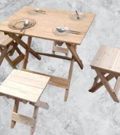 Piknik Seti Katlanabilir HAM 90391Çam Ağac AZ Yer İşgal Eder Çok İş Yapar El Yapım - 5