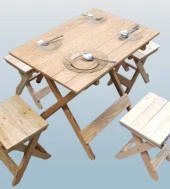 Piknik Seti Katlanabilir HAM 90391Çam Ağac AZ Yer İşgal Eder Çok İş Yapar El Yapım - 6