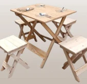 Piknik Seti Katlanabilir HAM 90391Çam Ağac AZ Yer İşgal Eder Çok İş Yapar El Yapım - 7