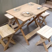 Piknik Seti Katlanabilir HAM 90391Çam Ağac AZ Yer İşgal Eder Çok İş Yapar El Yapım - 8