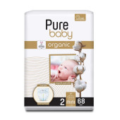 Pure Baby Organik Pamuklu Cırtlı Bez Tekli Paket 2 Numara Mini 68 Adet - 4