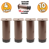 Ayarlanabilir Dolap Mobilya Kanepe Baza Koltuk Metal Destek Yükseltici Ayağı 10 cm Kahve Ayakları 4 Adet thumbnail 1