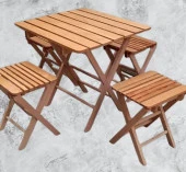 Piknik Seti Katlanabilir 90392 Kayın Ağacı AZ Yer İşgal Eder Çok İş Yapar El Yapım - 1