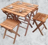 Piknik Seti Katlanabilir 90392 Kayın Ağacı AZ Yer İşgal Eder Çok İş Yapar El Yapım - 6