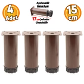 Ayarlanabilir Mobilya Kanepe Baza Koltuk Metal Destek Yükseltici Kahve Ayağı 15 cm Ayakları 4 Adet - 1