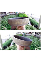 2 Adet Londra Dizayn Beton Aranjman ve Bonsai Saksısı Çiçek Desen Ağız Çap 20-30 cm çap thumbnail 2