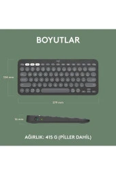 Pebble Keys 2 K380s Multi-Device Bluetooth Klavye - Grafit 920-011859 - 4