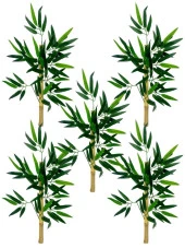 Nettenevime 5li Set Yapay Bambu Sopası 6 Yapraklı 50cm Yapay Çiçek Bambu Duvarı Separatör Çiçeği Yapay Çiçek thumbnail 1