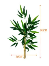 Nettenevime 5li Set Yapay Bambu Sopası 6 Yapraklı 50cm Yapay Çiçek Bambu Duvarı Separatör Çiçeği Yapay Çiçek thumbnail 3