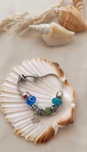 Bileklik Charm Bileklik Nazar Boncuklu Bileklik Kalp Fil Zincir Bileklik thumbnail 1