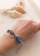 Bileklik Charm Bileklik Nazar Boncuklu Bileklik Kalp Fil Zincir Bileklik thumbnail 3