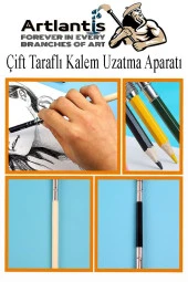 Kalem Uzatma Aparatı 1 Adet Çift Taraflı 13 cm Kalem Uzatma Aparatı Çift Uçlu Derceli Kalem Tasarım Hobi - 3