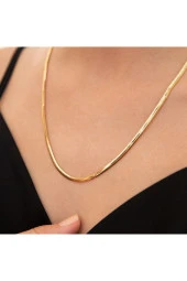 Gold Renk Balık Sırtı Çelik Kolye - 1