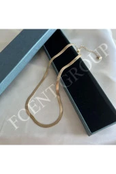 Kadın Gold Renk Yılan Sırtı Düz Zincir Kolye 40 Cm Paslanmaz Çelik - 2