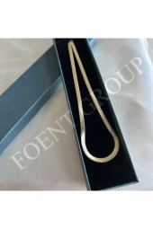 Kadın Gold Renk Yılan Sırtı Düz Zincir Kolye 40 Cm Paslanmaz Çelik - 3