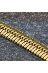 Altın Renk Italyan Yassı Balık Sırtı Zincir Çelik Kolye Ince 60 Cm - 2