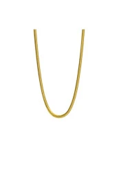 Altın Renk Italyan Yassı Balık Sırtı Zincir Çelik Kolye Ince 60 Cm - 4