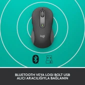 Logitech M650 Signature 910-006236 Siyah Sessiz Büyük Boy Sağ El Optik Kablosuz Mouse - Outlet - 2