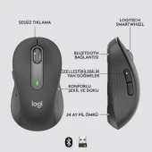 Logitech M650 Signature 910-006236 Siyah Sessiz Büyük Boy Sağ El Optik Kablosuz Mouse - Outlet - 3