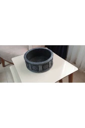 Beton Bonsai saksısı yuvarlak gri eskitme - 7