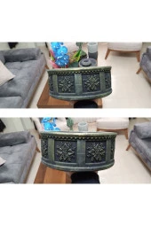 Büyük Retro Saksı Ağız Çapı 25-30 cm Antrasit Gold thumbnail 3