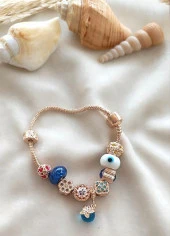 Bileklik Charm Bileklik Nazar Boncuklu Bileklik Kalp Zincir Bileklik thumbnail 1