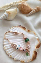 Bileklik Charm Bileklik Nazar Boncuklu Bileklik Kalp Zincir Bileklik thumbnail 1