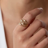 8 Ayar Altın Eşsiz Tasarımlı Taşsız Kadın Yüzük - 1