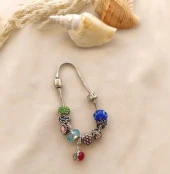 Bileklik Charm Bileklik Nazar Boncuklu Çapa Bileklik Zincir Taç Bileklik thumbnail 2