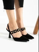 Feles Zımba Detaylı Topuklu Arkası Açık Kadın Stiletto Ayakkabı thumbnail 5