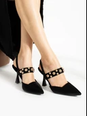 Feles Zımba Detaylı Topuklu Arkası Açık Kadın Stiletto Ayakkabı thumbnail 2