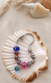 Bileklik Charm Bileklik Nazar Boncuklu Bileklik Kalp Zincir Bileklik thumbnail 1