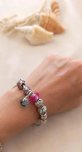 Bileklik Charm Bileklik Nazar Boncuklu Bileklik Kalp Zincir Bileklik thumbnail 3