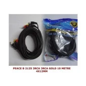 Peace B-2124 3 Rca Gold 4 x 12 mm 5 mt Jaklı Kablo - 1