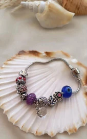 Bileklik Charm Bileklik Nazar Boncuklu Bileklik Kalp Zincir Bileklik thumbnail 1