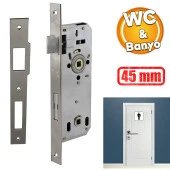 Kale WC Kapı Gömme Kilit Banyo Kilidi Oval Köşeli 45 mm Plastik PVC Ahşap Panel İç Kapı Uyumlu thumbnail 1