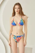 Renkli Fresh Flower Yandan Bağlamalı Tek Alt Bikini thumbnail 3