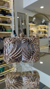 İthal Metal Taşlı Kare Model Abiye Çanta - 5